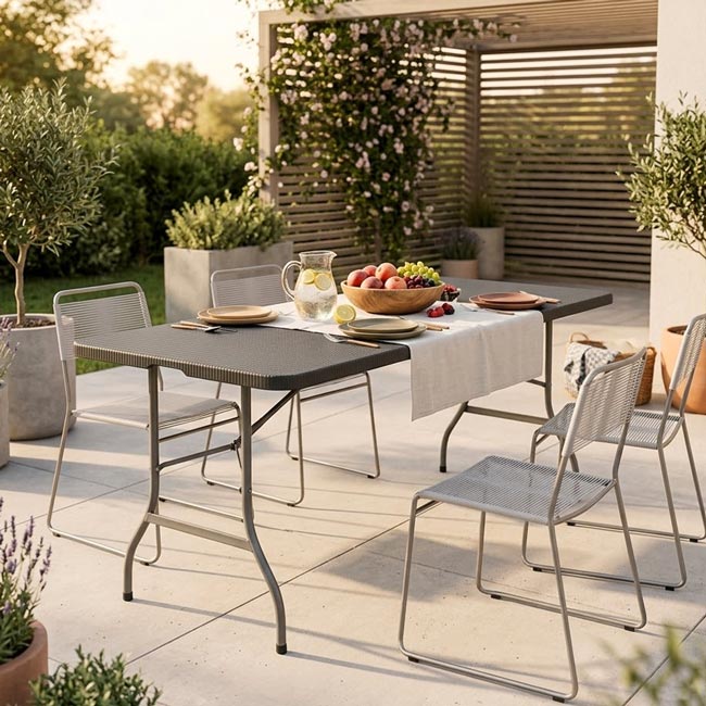Mesa de Exterior Dobrável LOSANGO SQUARE Preta 183x75cm