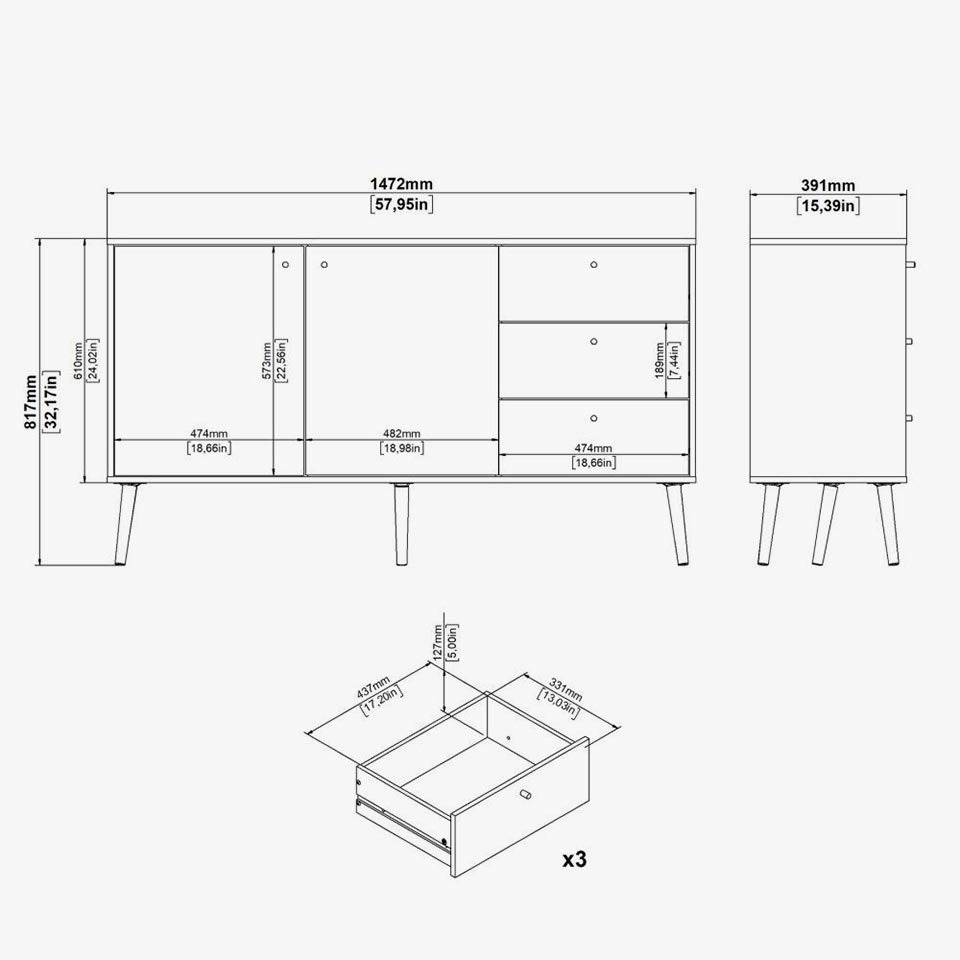 Aparador BODO Branco 147x39x81cm