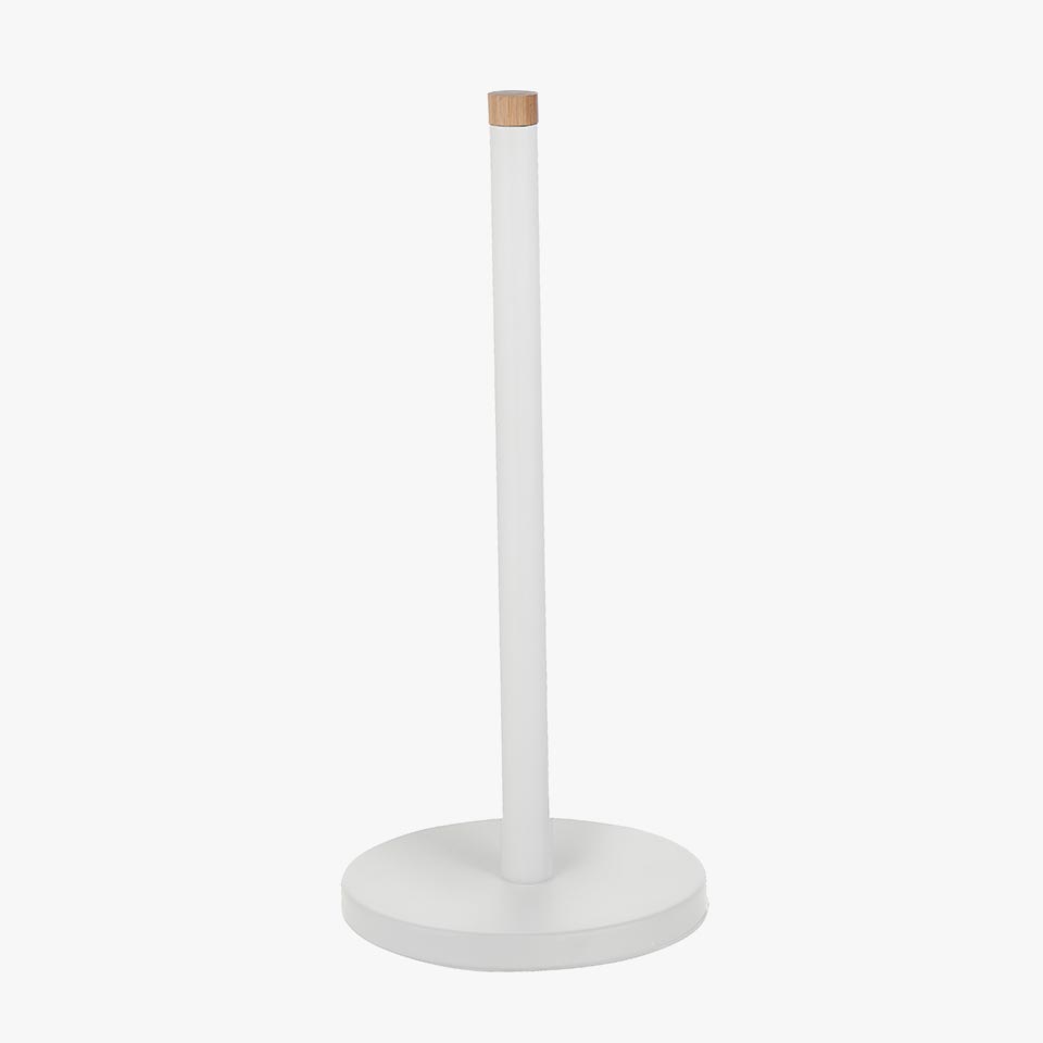 Suporte para Rolo de Cozinha METAL BAMBU Branco