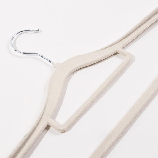 Set of 3 VELVET Ivory Hangers 44x21cm