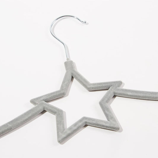 Set of 5 KID VELVET Hangers Star Grey 41.5x25cm