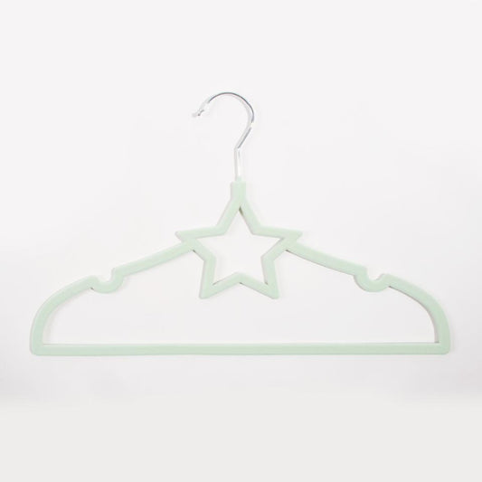 Set of 5 KID VELVET Green Star Hangers 41.5x25cm