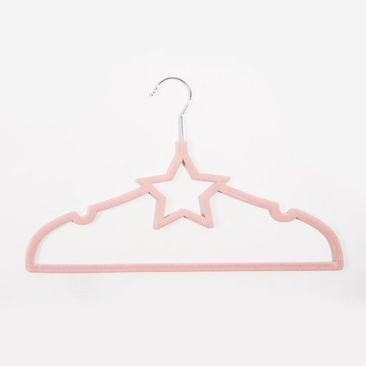 Set of 5 KID VELVET Pink Star Hangers 41x25cm