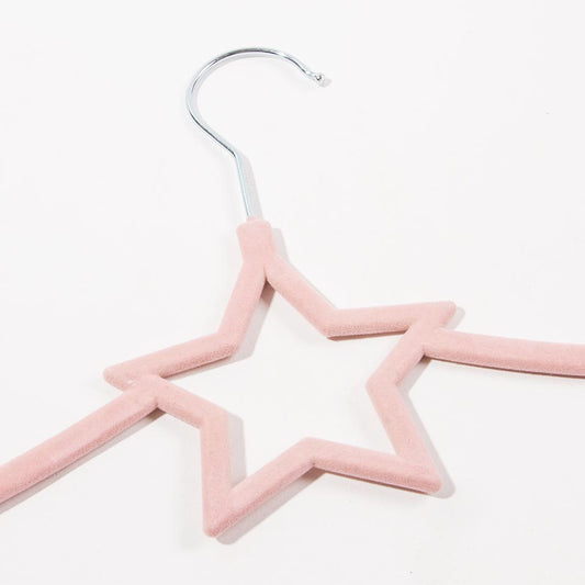 Set of 5 KID VELVET Pink Star Hangers 41x25cm