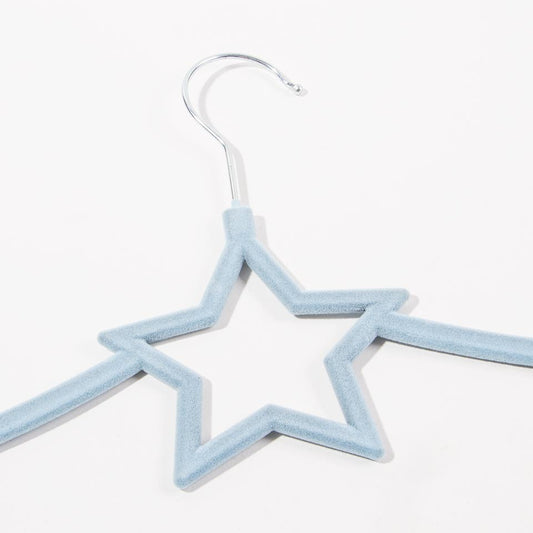 Set of 5 KID VELVET Blue Star Hangers 41x25cm