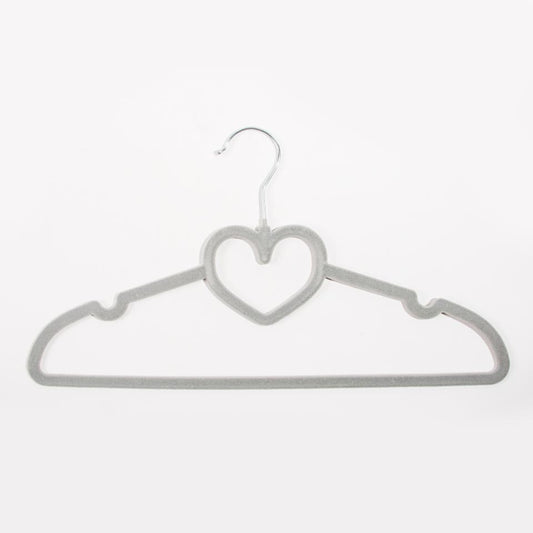 Set of 5 KID VELVET Hangers Heart Grey 41x22cm