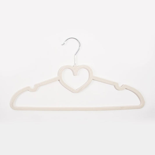 Set of 5 KID VELVET Ivory Heart Hangers 41x22cm