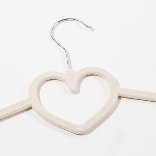 Set of 5 KID VELVET Ivory Heart Hangers 41x22cm