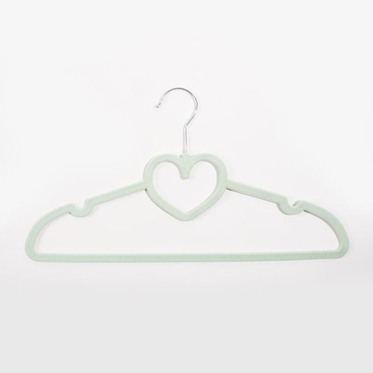 Set of 5 KID VELVET Green Heart Hangers 41x22cm