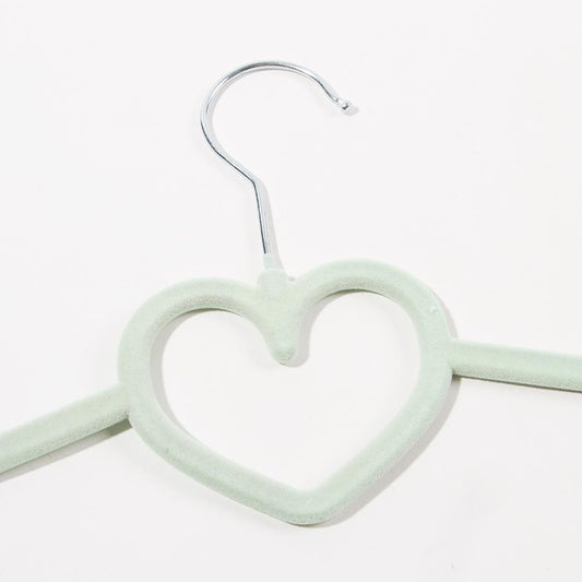 Set of 5 KID VELVET Green Heart Hangers 41x22cm