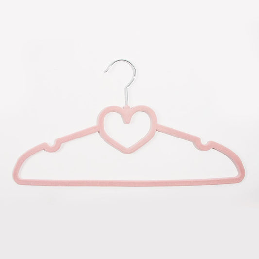 Set of 5 KID VELVET Pink Heart Hangers 41x22cm