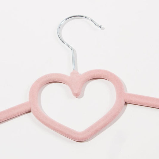 Set of 5 KID VELVET Pink Heart Hangers 41x22cm