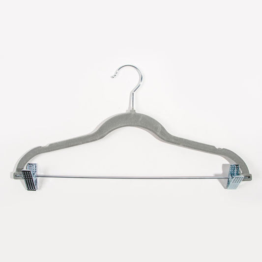 Set of 2 VELVET Grey Spring Hangers 43x22cm