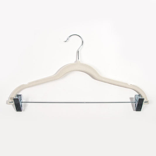 Set of 2 VELVET Ivory Clip Hangers 43x22cm