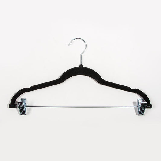 Set of 2 VELVET Black Spring Hangers 43x22cm