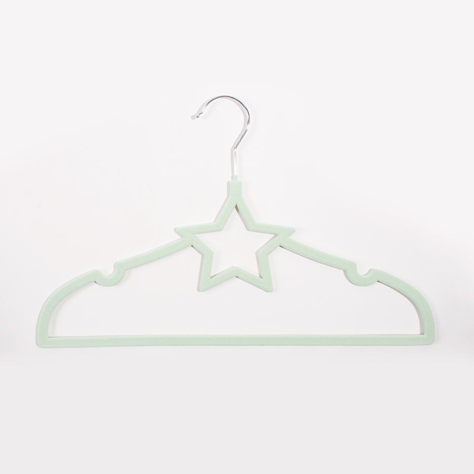 Conjunto de 5 Cabides KID VELVET Estrela Verde 33x22,5cm