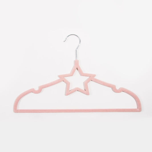 Set of 5 KID VELVET Pink Star Hangers 33x22.5cm