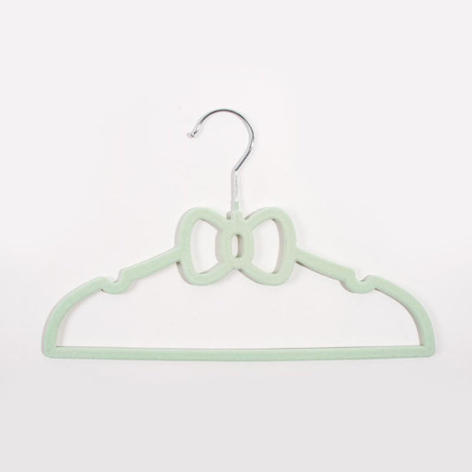 Set of 5 KID VELVET Hangers with Green Bow 33x21cm