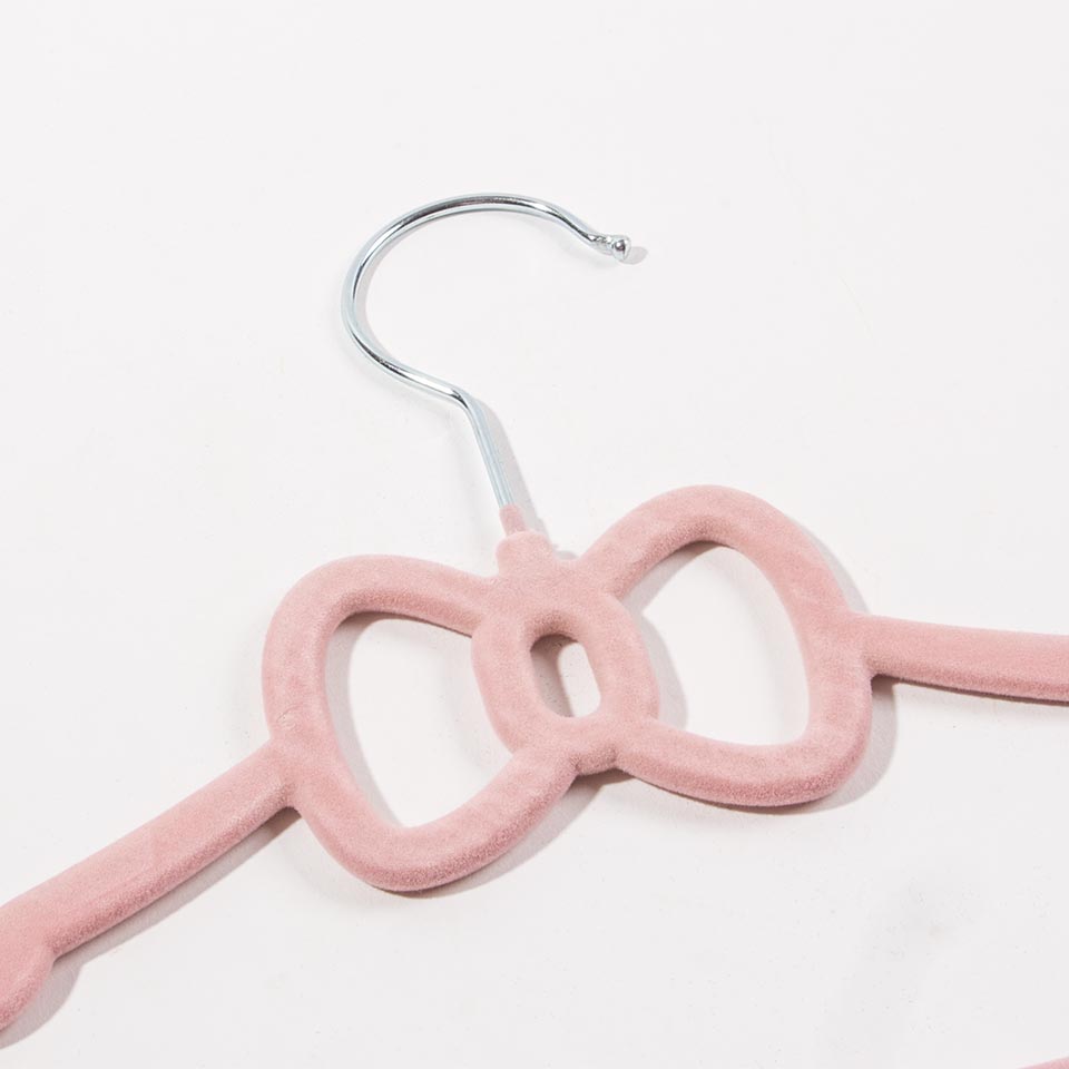 Set of 5 KID VELVET Hangers Pink Bow 33.2x21cm