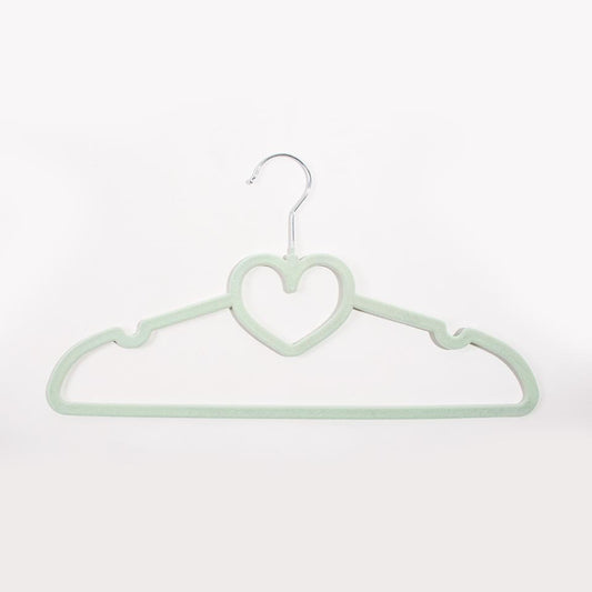 Set of 5 KID VELVET Green Heart Hangers 32.5x20.5cm