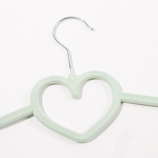 Set of 5 KID VELVET Green Heart Hangers 32.5x20.5cm