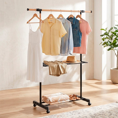 Suporte para cabides CHARRIOT WOOD 89-145x41x90-155cm