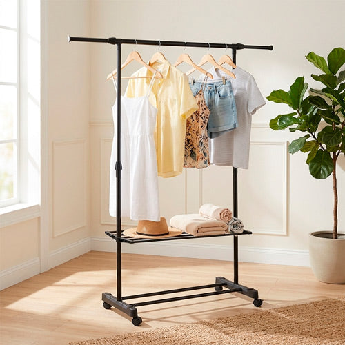 Suporte para Cabides CHARRIOT Preto 89-145x41x90-155cm