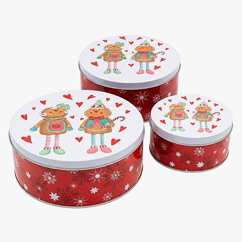 Conjunto de 3 Caixas de Natal GINGERHUG Redondo