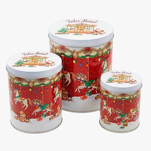 Conjunto de 3 Caixas de Natal WONDERTOY Cilíndrico