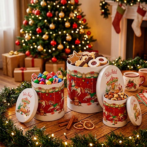 Conjunto de 3 Caixas de Natal WONDERTOY Cilíndrico