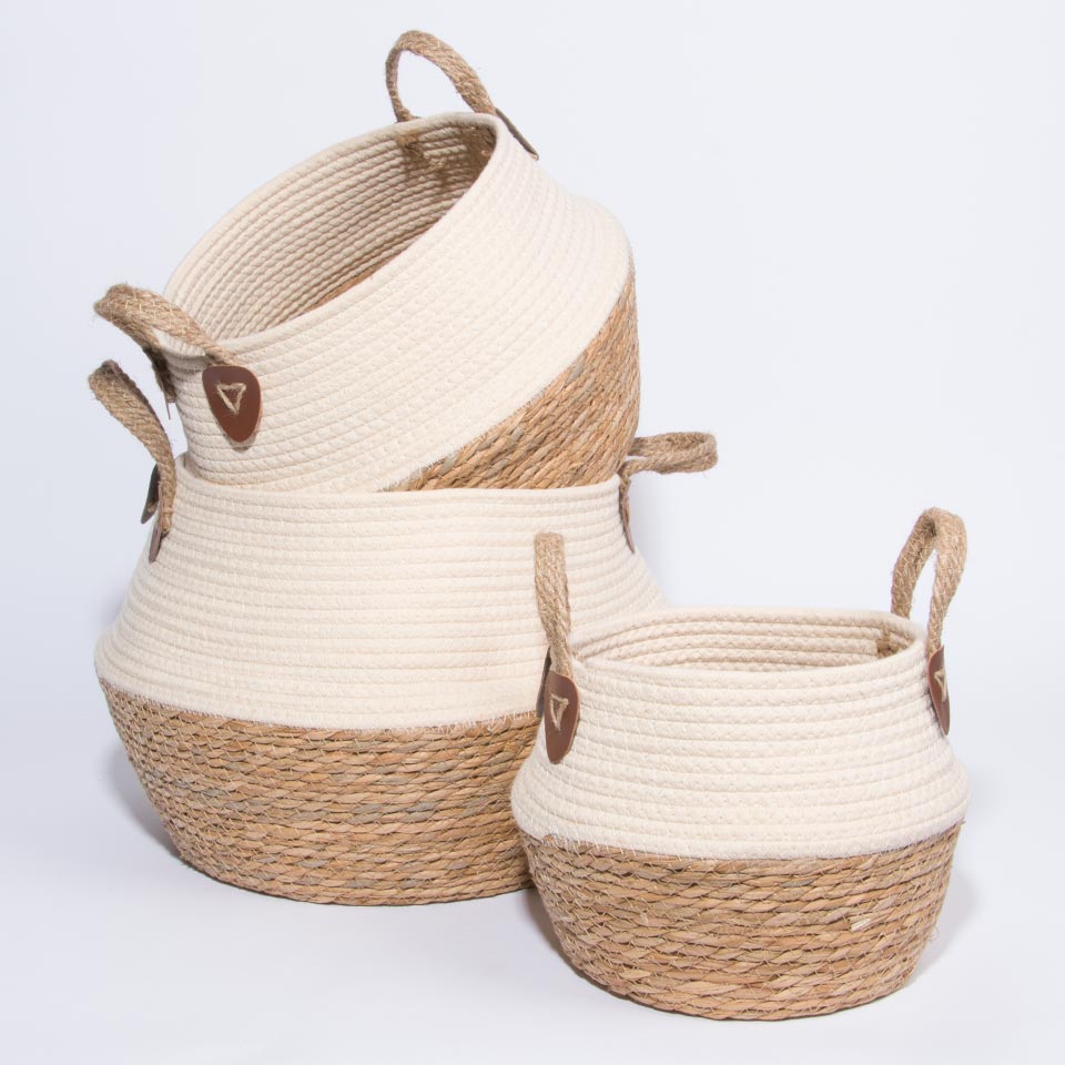 Set of 3 KOTON White and Natural Baskets