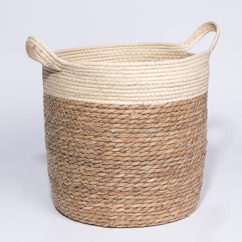 Set of 3 CÁDIZ Natural and White Baskets