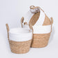 Set of 3 PÁDUA Baskets with Handles White and Natural