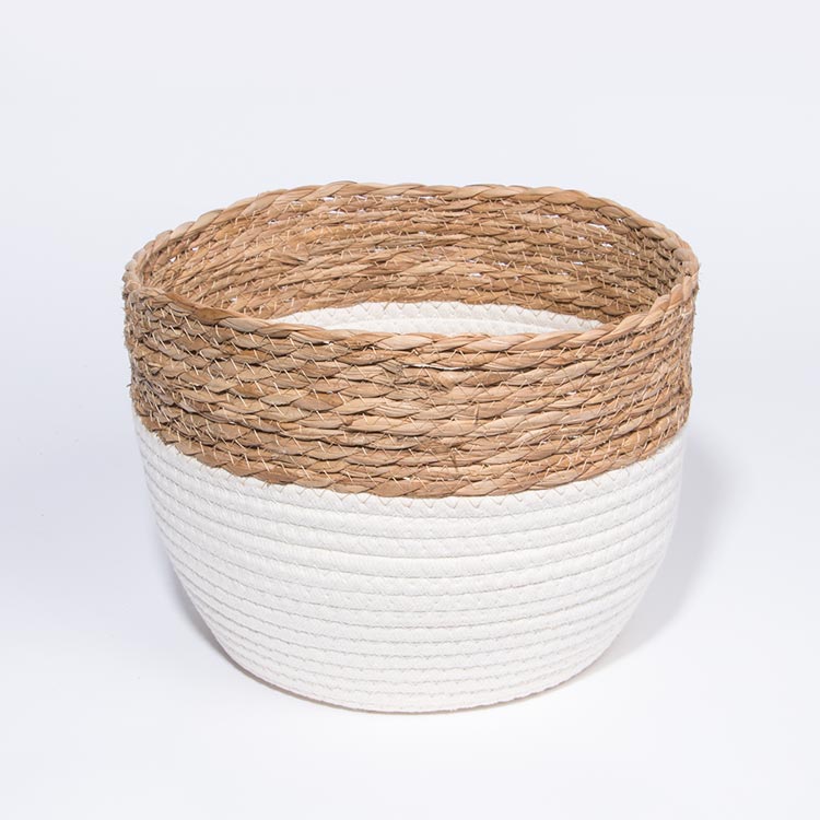 Set of 3 PÁDUA Baskets White and Natural