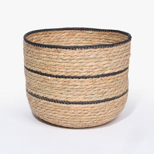 Set of 4 BARI Black and Natural Baskets