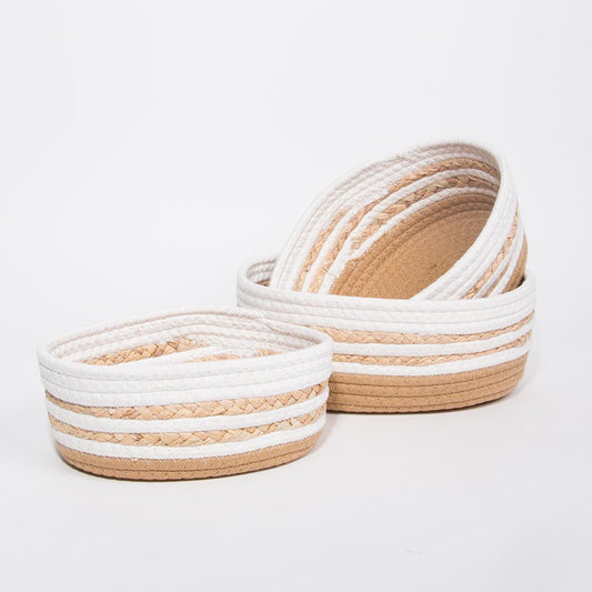 Conjunto de 3 Cestos CASARI Branco e Natural