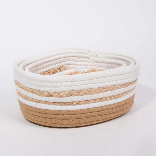 Conjunto de 3 Cestos CASARI Branco e Natural