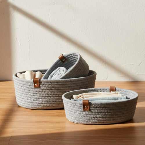 Conjunto de 3 Cestos COTTONI Cinza