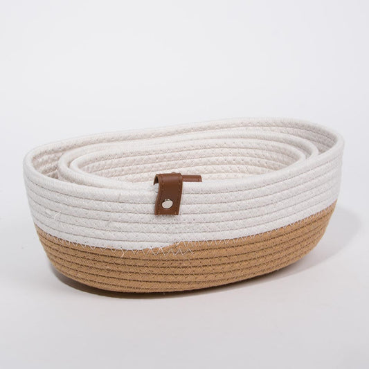 Conjunto de 3 Cestos COTTONI LINE Branco e Natural