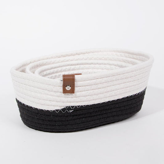 Conjunto de 3 Cestos COTTONI LINE Preto e Natural