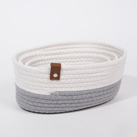Conjunto de 3 Cestos COTTONI LINE Cinza e Natural