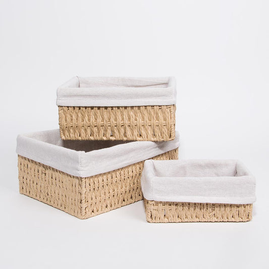 Conjunto de 3 Cestos BASKIA Natural