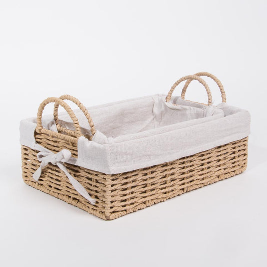Conjunto de 2 Cestos BASKIA Com Pegas Natural