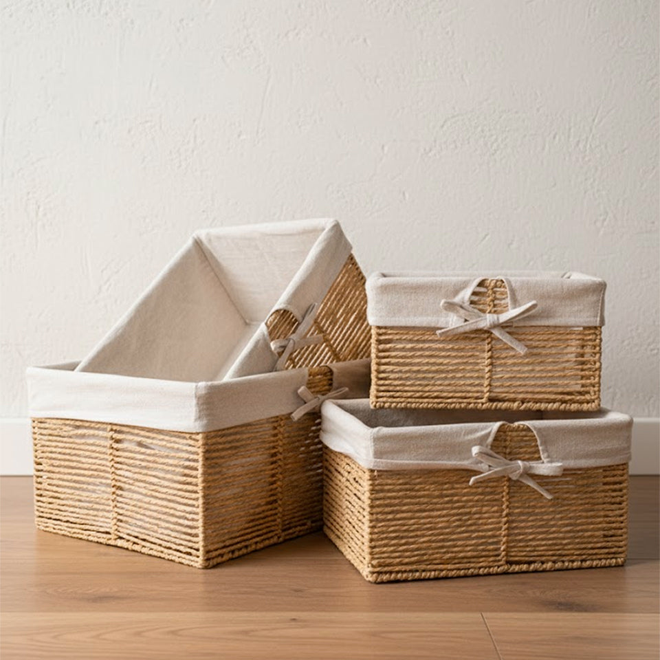 Set of 4 BASKIA Natural Baskets