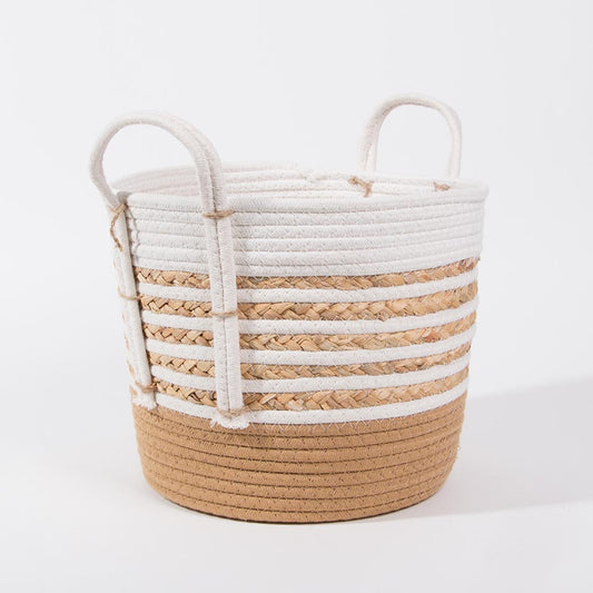 Conjunto de 6 Cestos CASARI Com Pegas Bege e Natural