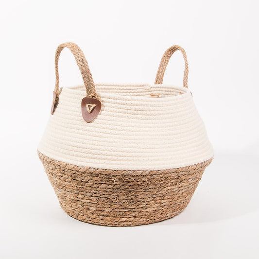 Conjunto de 3 Cestos com Pegas KOTON Branco e Natural