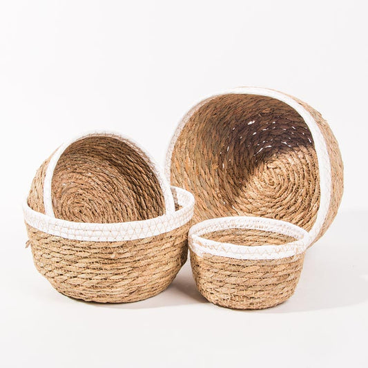 Conjunto de 4 Cestos AVILA Branco e Natural