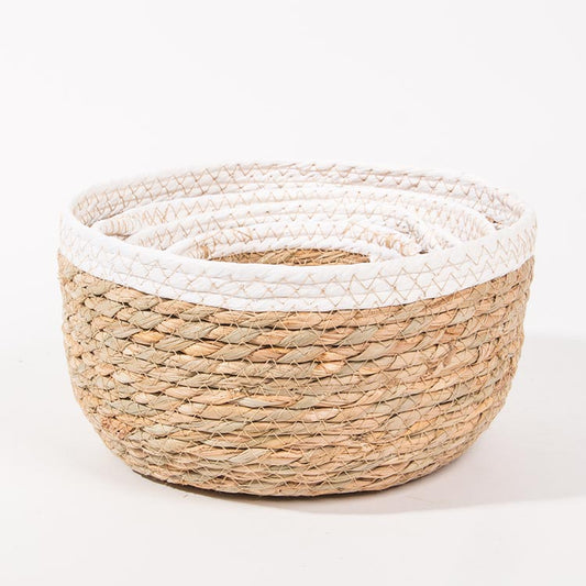 Conjunto de 4 Cestos AVILA Branco e Natural