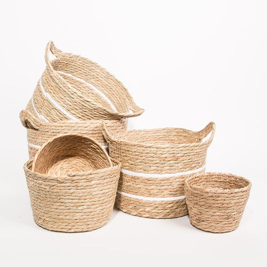 Conjunto de 6 Cestos AVILA Branco e Natural