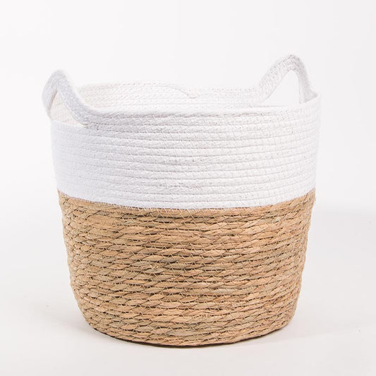 Conjunto de 4 Cestos com Pegas CÁDIZ Branco e Natural